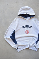 Umbro x Shelbourne FC Grey & Navy Embroidered Hoodie — 1990s (L) - Retrospective Store
