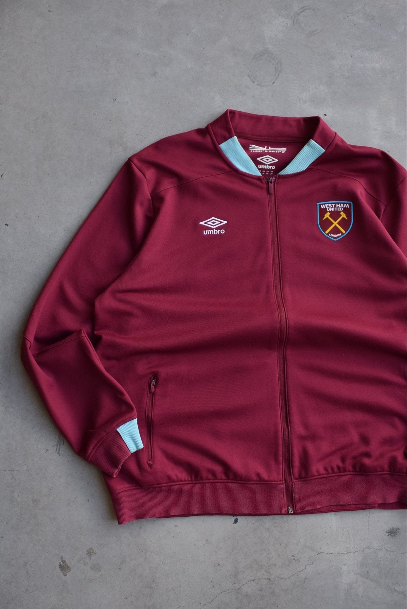 Umbro x West Ham United Burgandy Embroidered Jacket — 2000s (XXL) - Retrospective Store