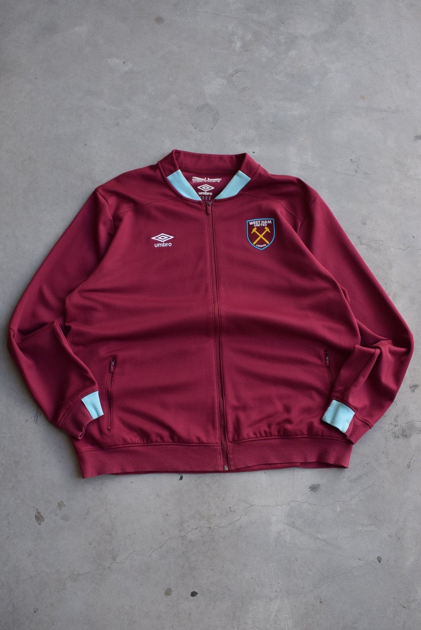 Umbro x West Ham United Burgandy Embroidered Jacket — 2000s (XXL) - Retrospective Store