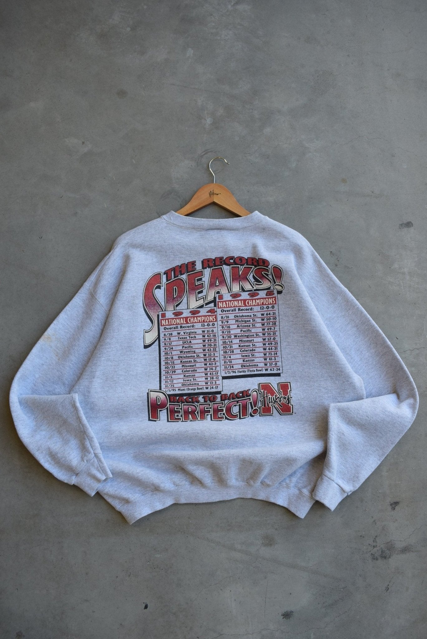 University of Nebraska Football Crewneck — 1995 (L) - Retrospective Store