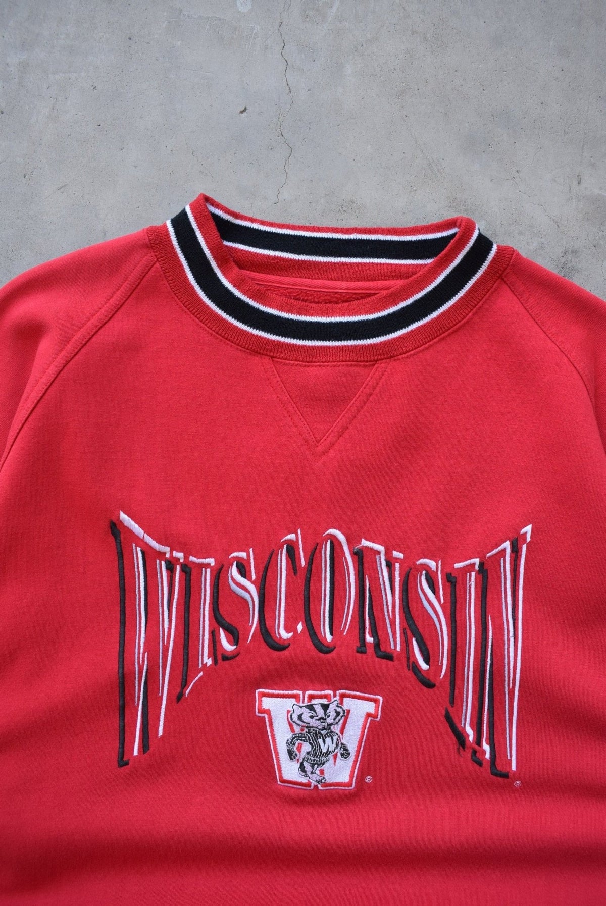 University of Wisconsin Red Embroidered Crewneck — 1990s (L) - Retrospective Store