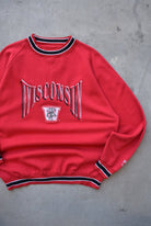 University of Wisconsin Red Embroidered Crewneck — 1990s (L) - Retrospective Store