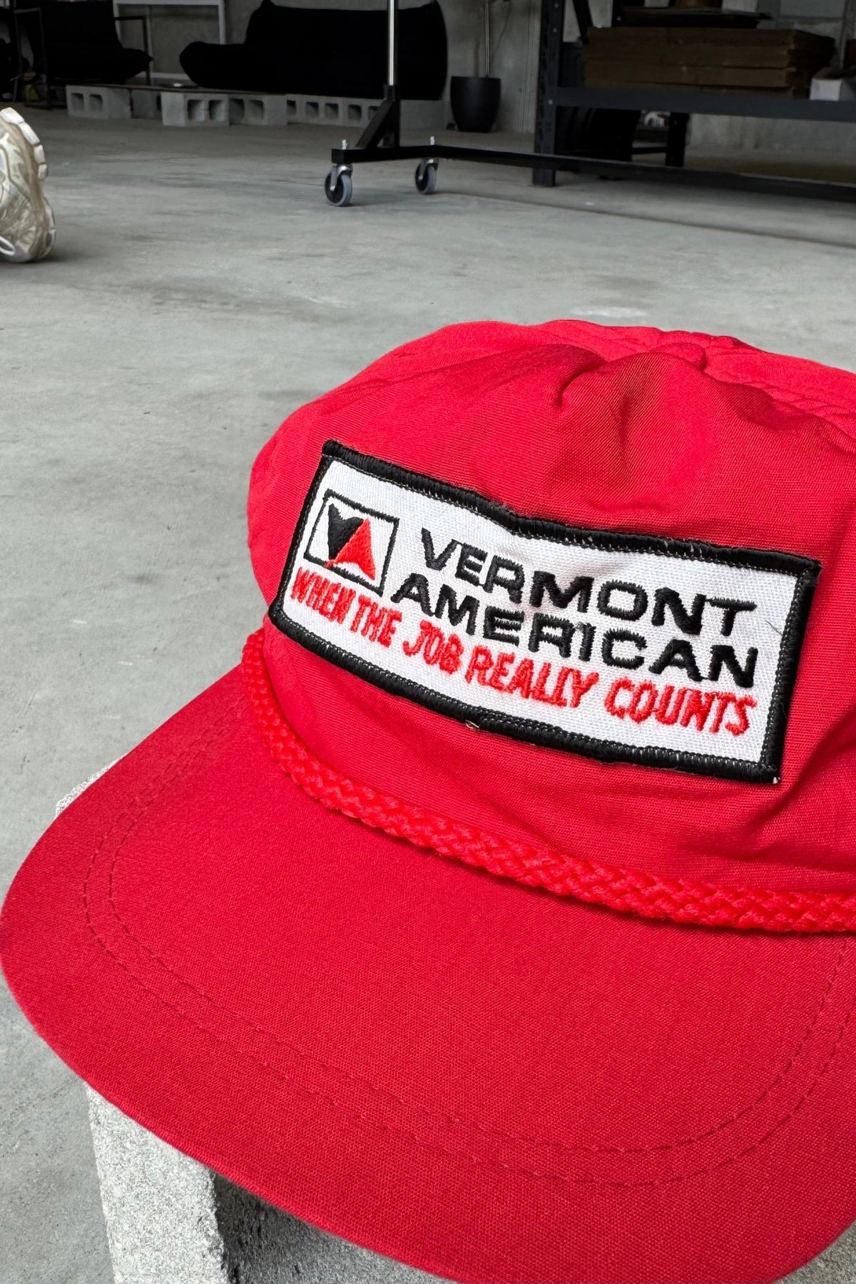 Vermont American Red Embroidered Hat — 1990s - Retrospective Store