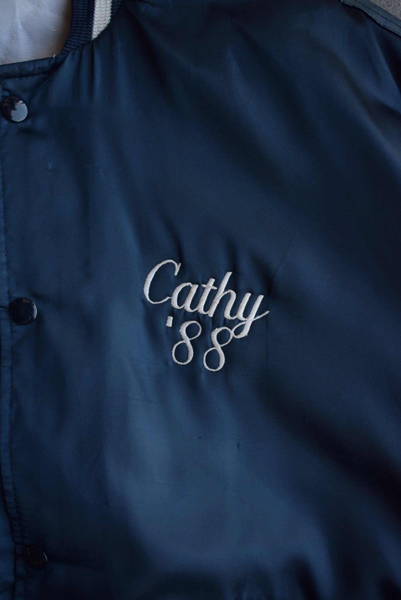 Vintage 1988 Cathy Embroidered Satin Jacket (S/M) - Retrospective Store