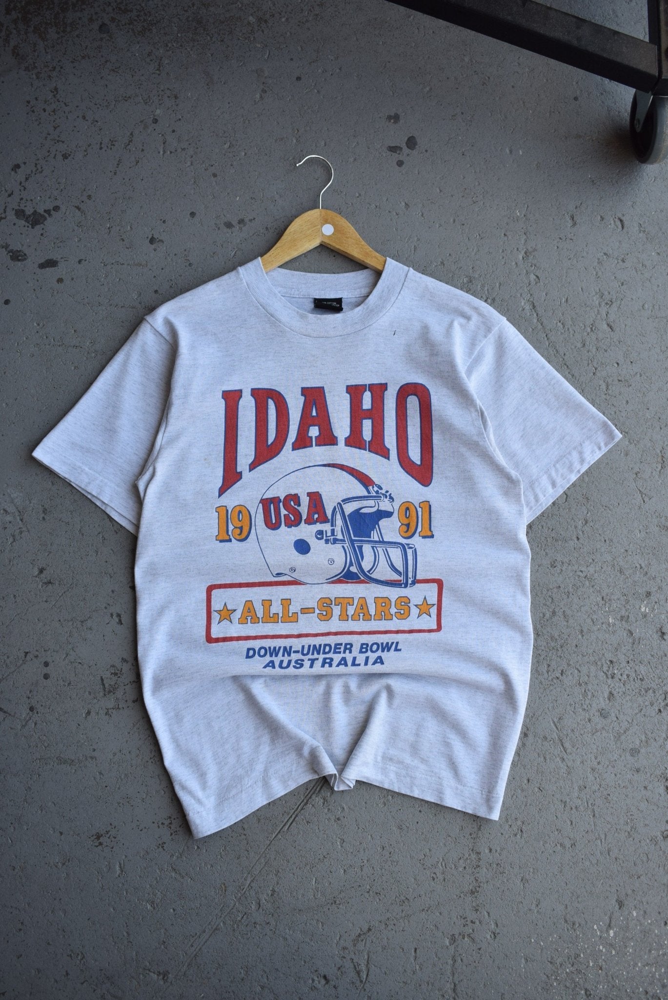 Vintage 1991 Idaho USA Football Down Under Bowl Australia Tee (S) - Retrospective Store