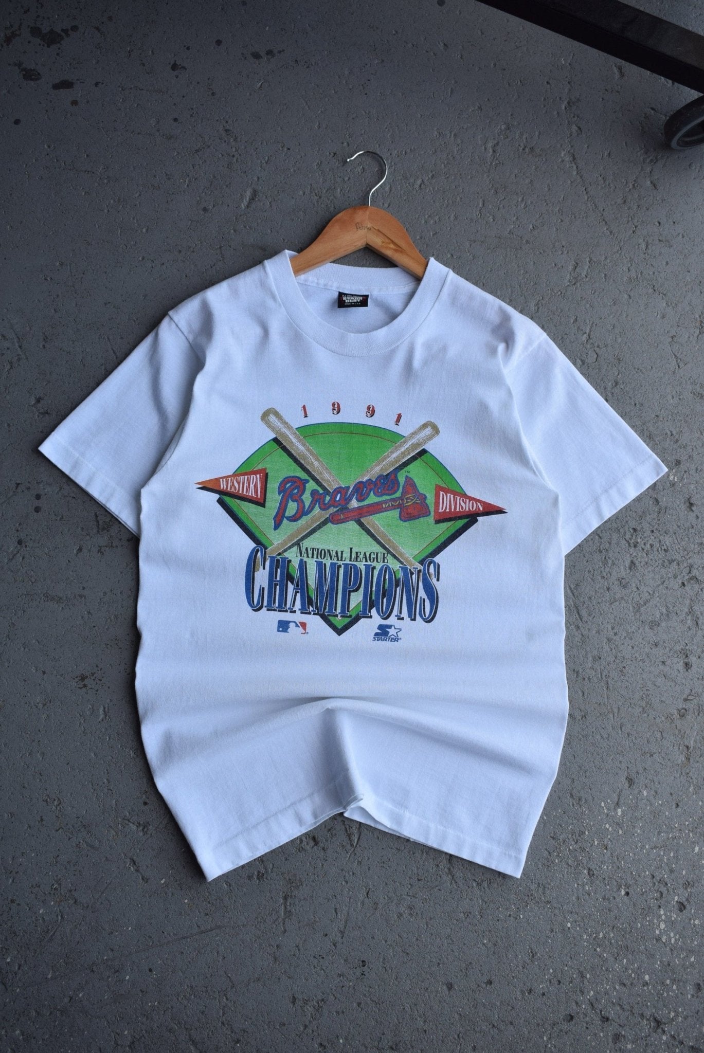 Vintage 1991 Starter x MLB Atlanta Braves Champions Tee (S) - Retrospective Store
