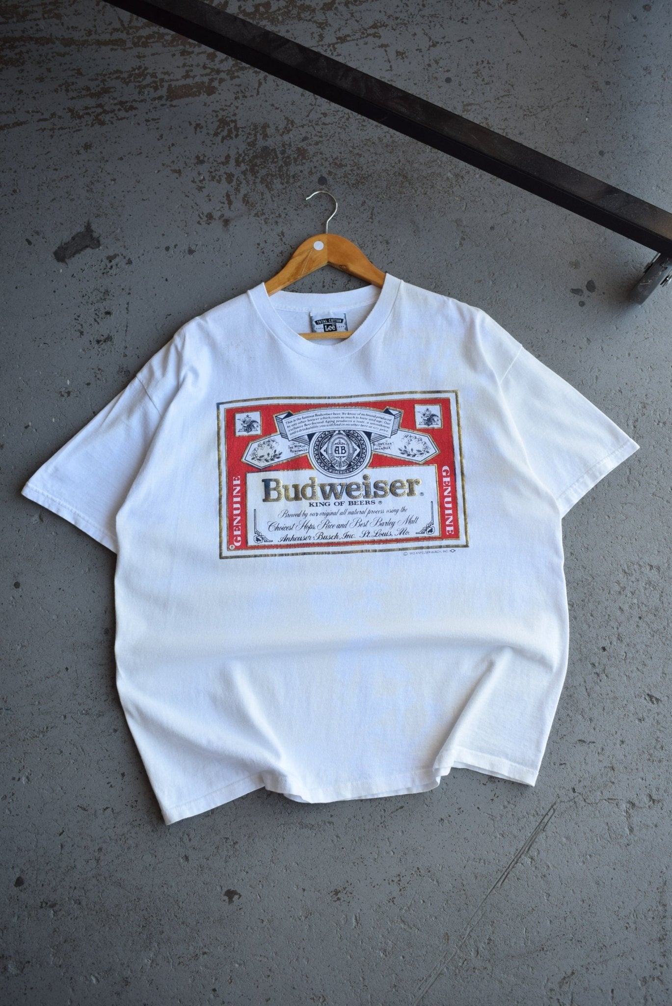 Vintage 1993 Budweiser 'King of Beers' Tee (XL) - Retrospective Store