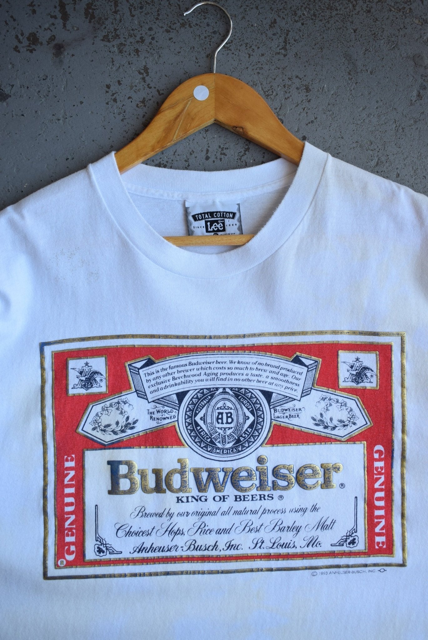Vintage 1993 Budweiser 'King of Beers' Tee (XL) - Retrospective Store