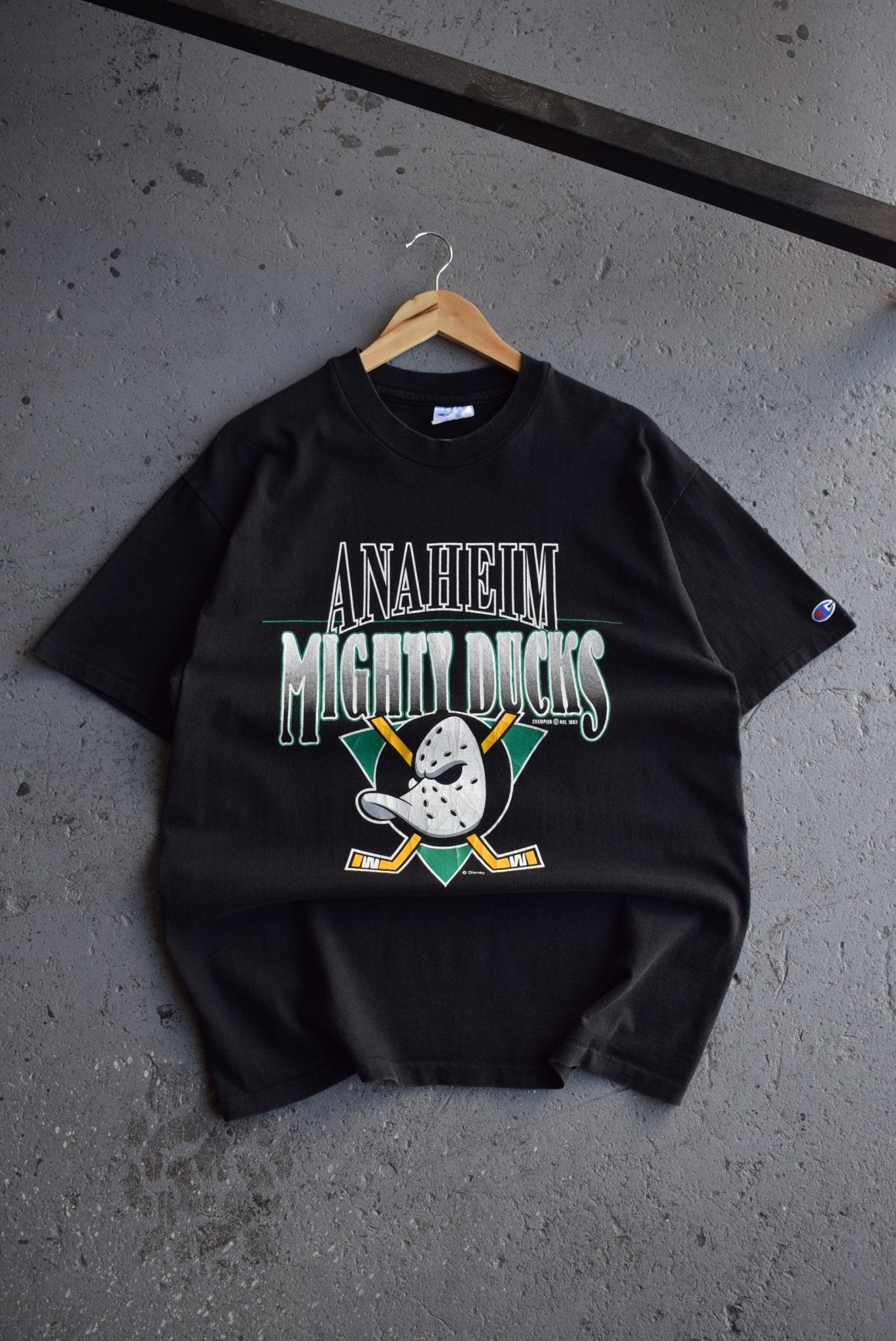 Vintage 1993 Champion x NHL Anaheim Mighty Ducks Tee (L) - Retrospective Store