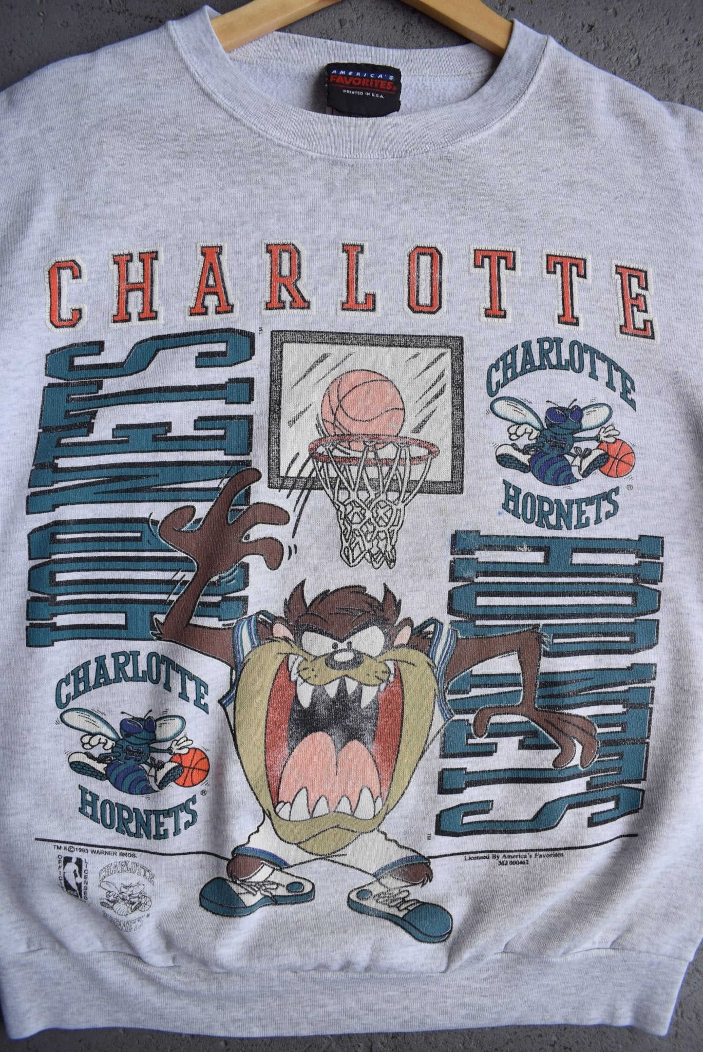 Vintage 1993 Warner Bros. x NBA Charlotte Hornets Crewneck (M) - Retrospective Store