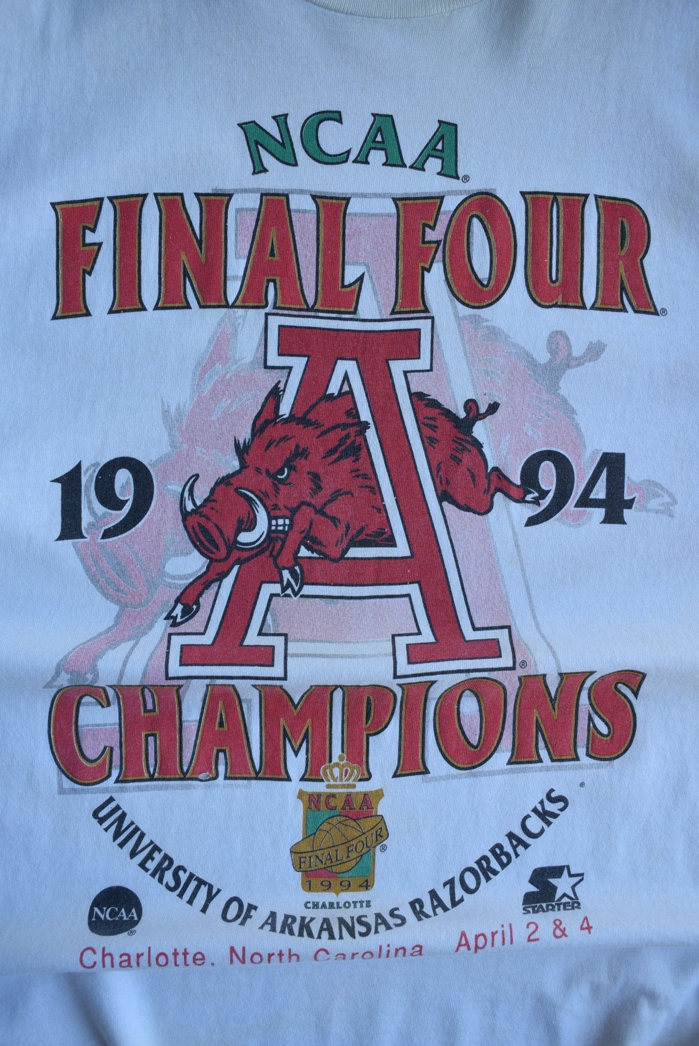Vintage 1994 Starter x Arkansas Razorbacks Champions Tee (XL/XXL) - Retrospective Store