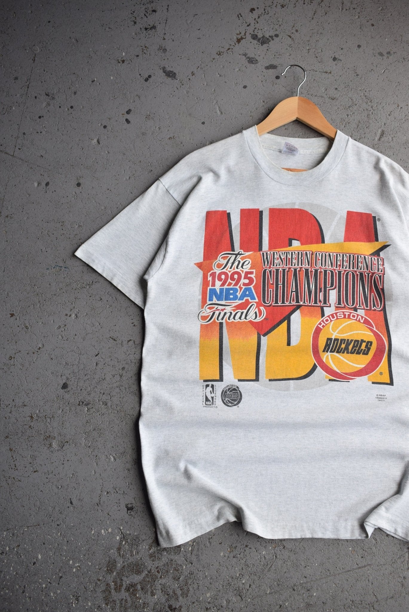 Vintage 1995 NBA Houston Rockets Western Conference Champions Tee (L) - Retrospective Store