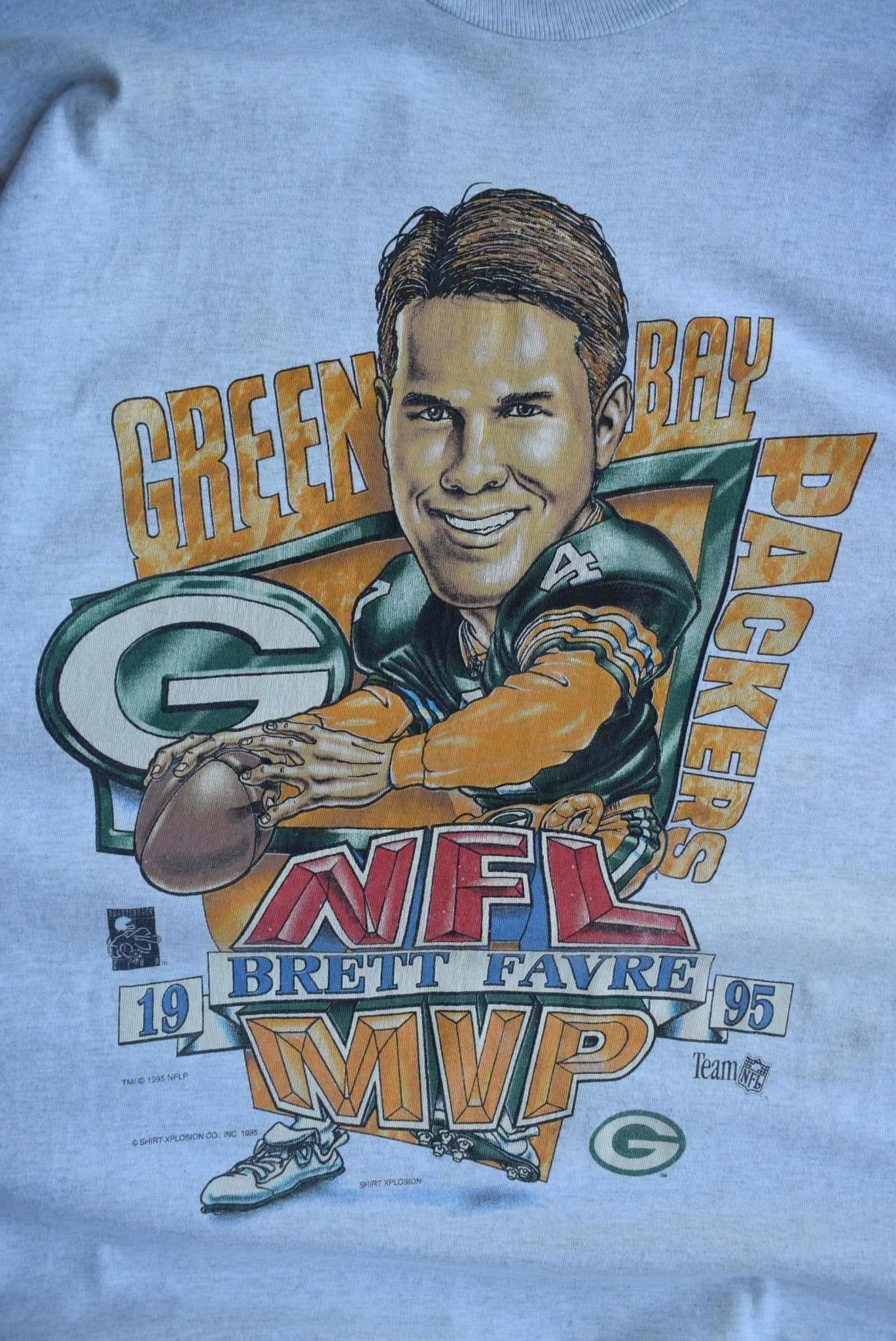 Vintage 1995 NFL Green Bay Packers Brett Farve MVP Tee (XL/XXL) - Retrospective Store