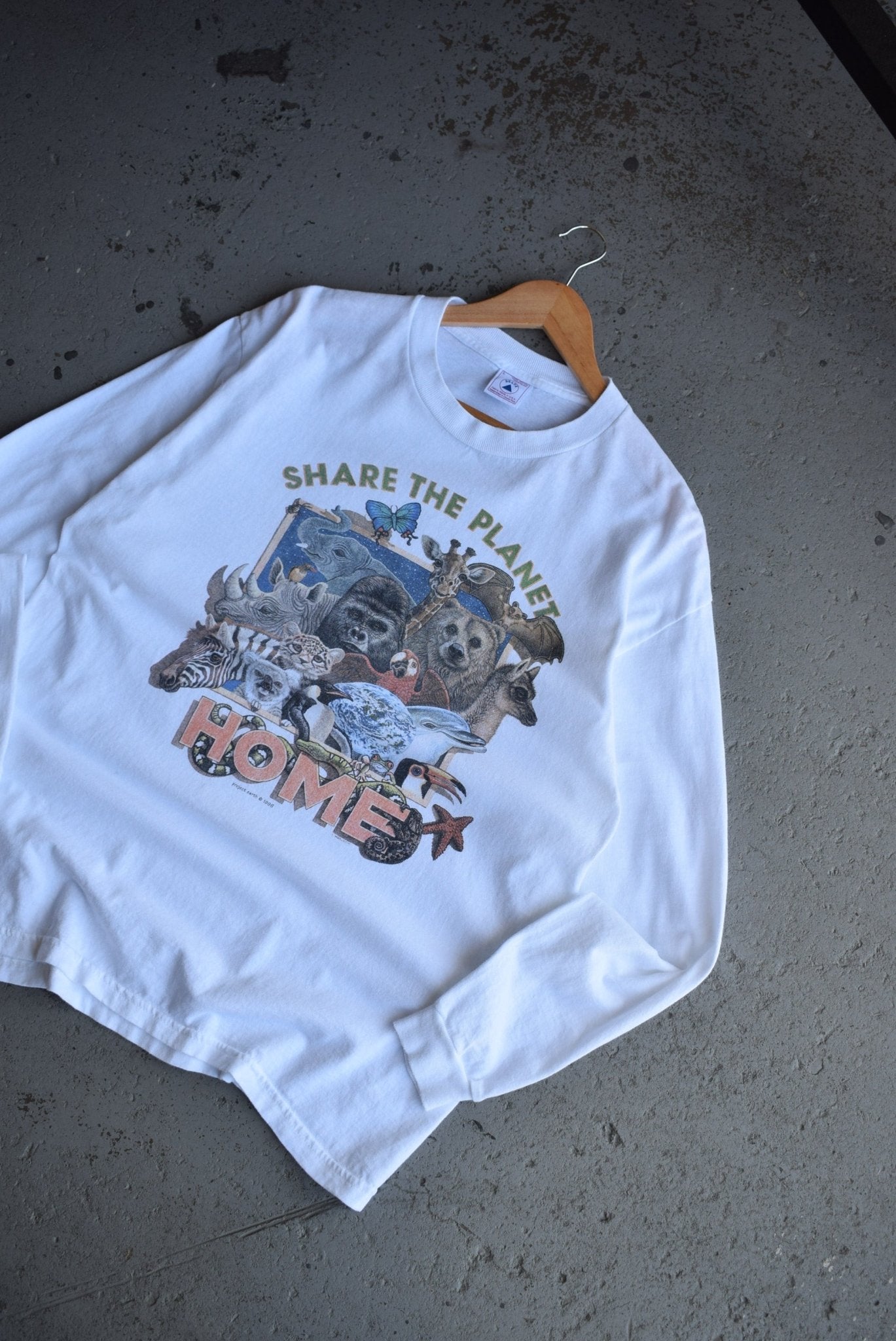 Vintage 1996 Share The Planet Long Sleeve Tee (L) - Retrospective Store