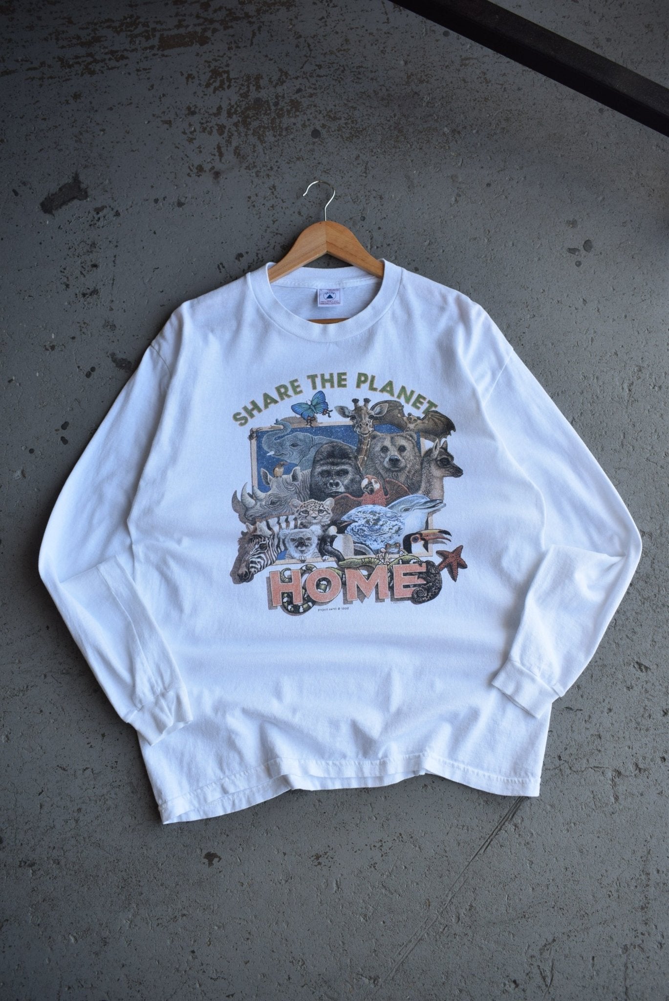 Vintage 1996 Share The Planet Long Sleeve Tee (L) - Retrospective Store