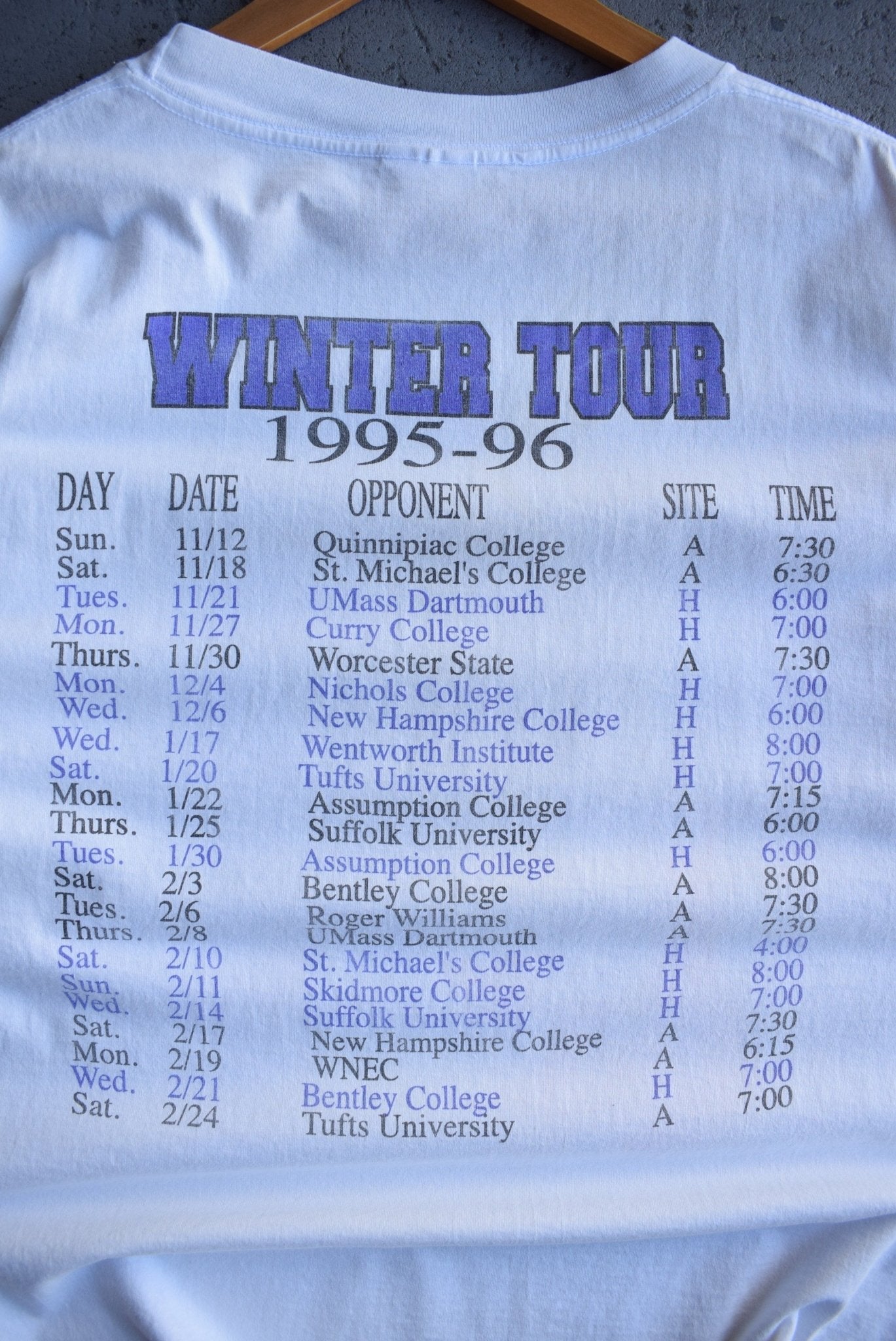Vintage 1996 Stonehill Hockey Winter Tour Tee (L/XL) - Retrospective Store