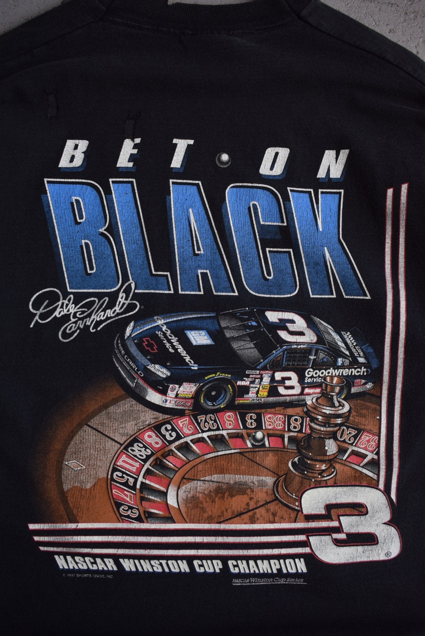 Vintage 1997 NASCAR Dale Earnhardt 'Bet On Black' Tee (XL) - Retrospective Store