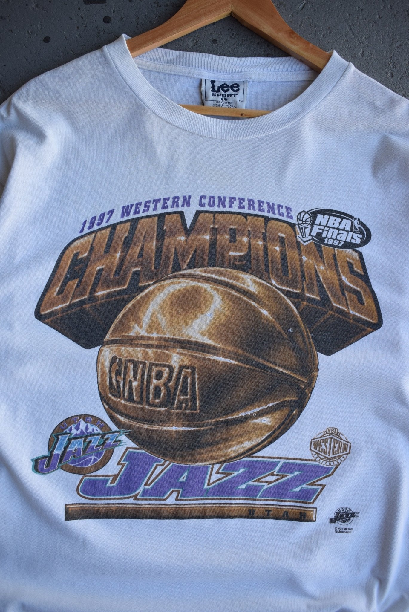 Vintage 1997 NBA Utah Jazz Western Conference Champions Tee (XL) - Retrospective Store