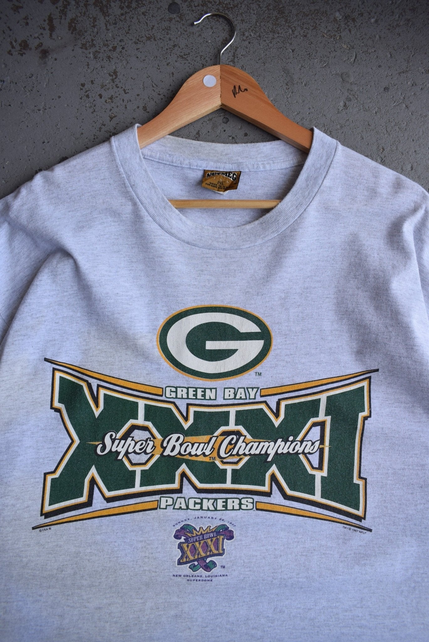 Vintage 1997 Nutmeg x NFL Green Bay Packers Superbowl XXXI Champions Tee (XXL) - Retrospective Store