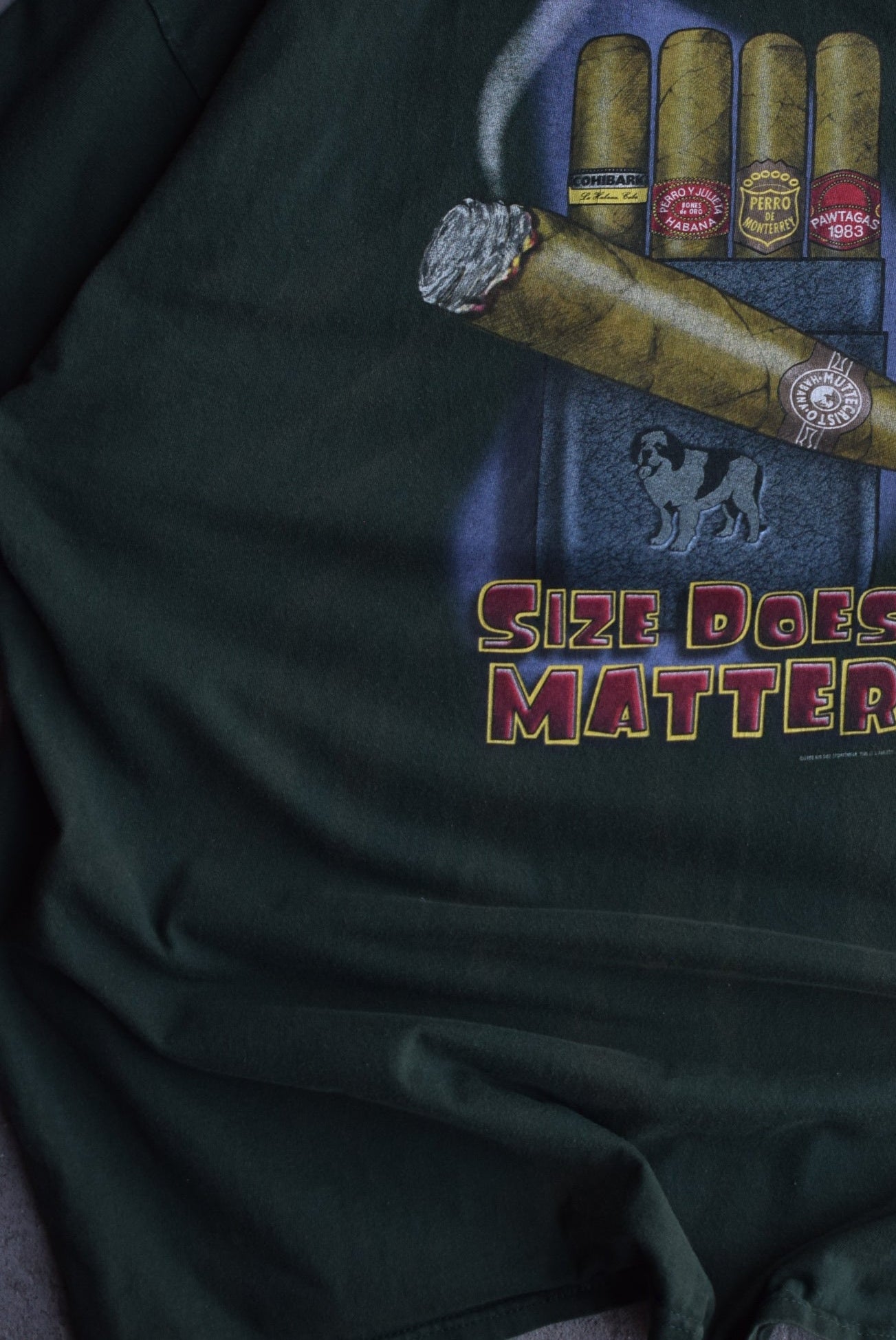 Vintage 1998 Big Dogs Cigars 'Size Does Matter' Tee (XXL) - Retrospective Store