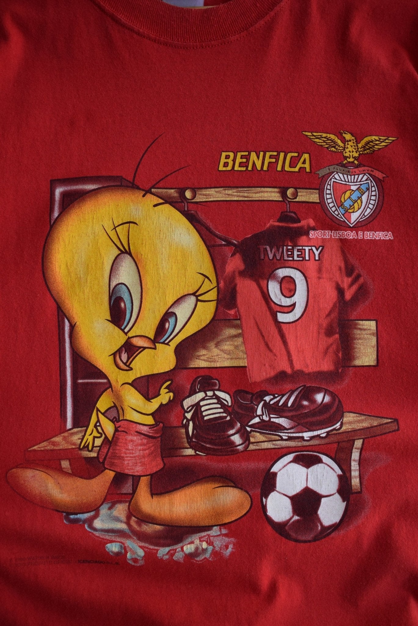 Vintage 1999 Looney Tunes x SL Benfica Soccer Tee (XL) - Retrospective Store