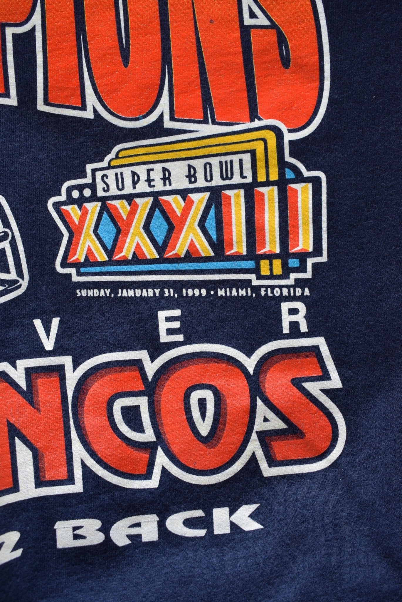 Vintage 1999 NFL Denver Broncos Superbowl XXXIII Champions Tee (L) - Retrospective Store