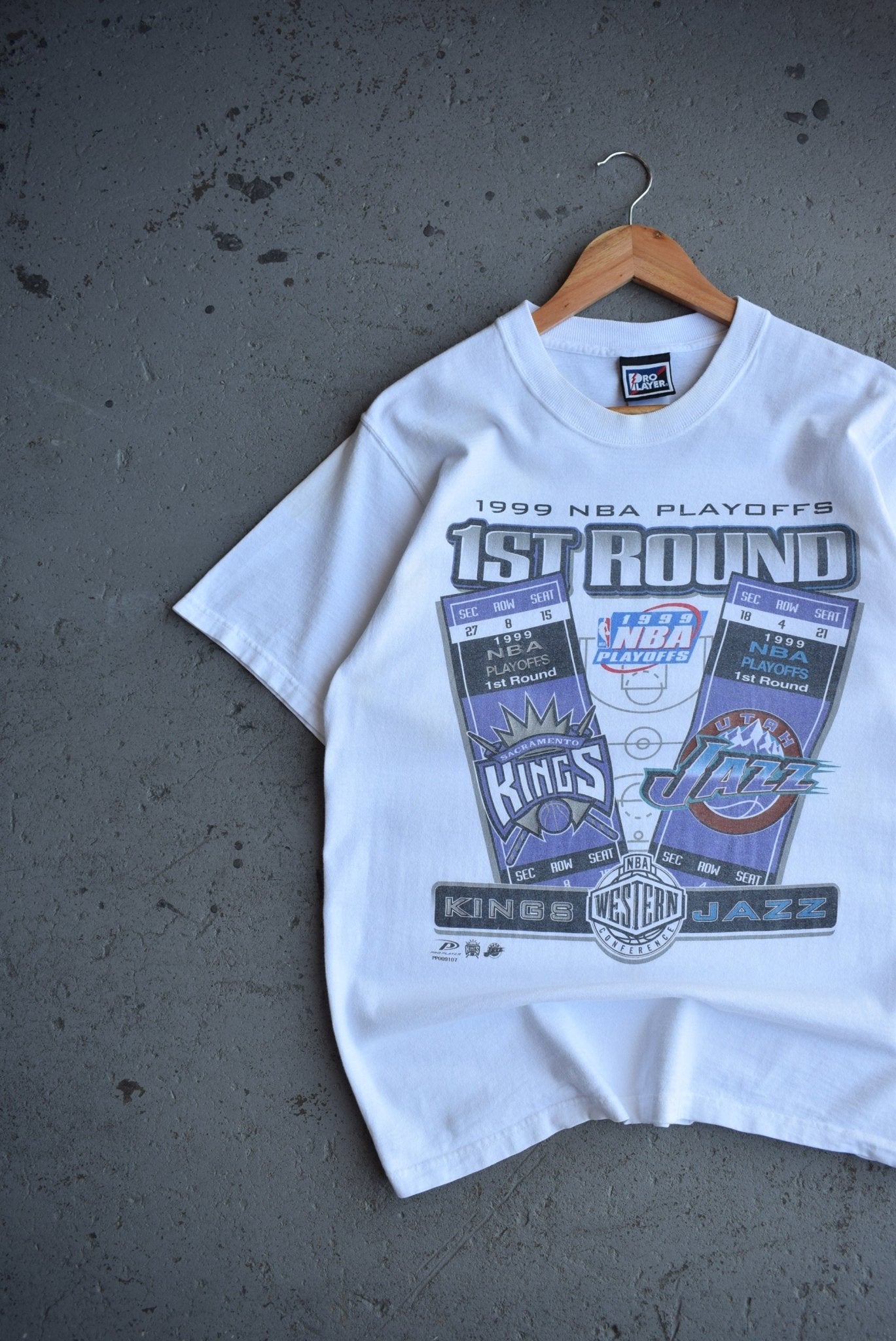 Vintage 1999 Pro Player x NBA Jazz vs Kings Playoffs Tee (M) - Retrospective Store