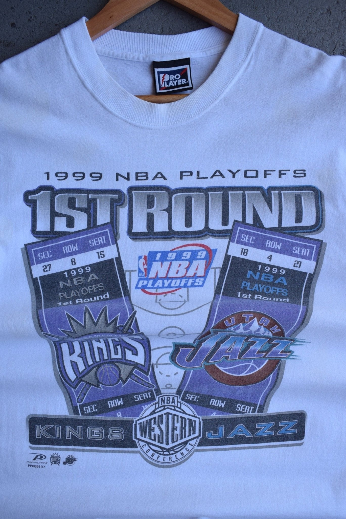 Vintage 1999 Pro Player x NBA Jazz vs Kings Playoffs Tee (M) - Retrospective Store
