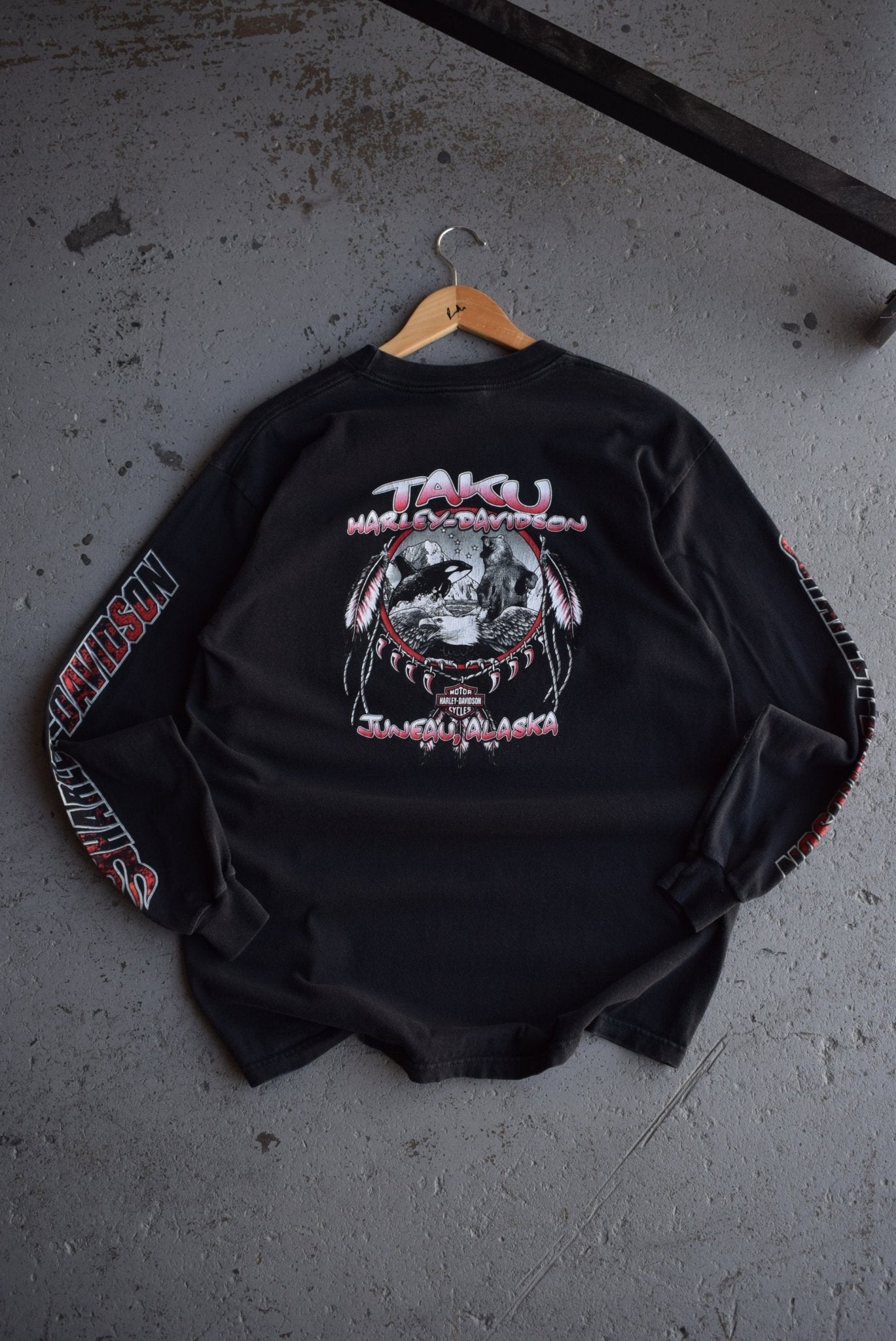Vintage 2002 Harley Davidson Motorcycles Alaska Long Sleeve Tee (M/L) - Retrospective Store