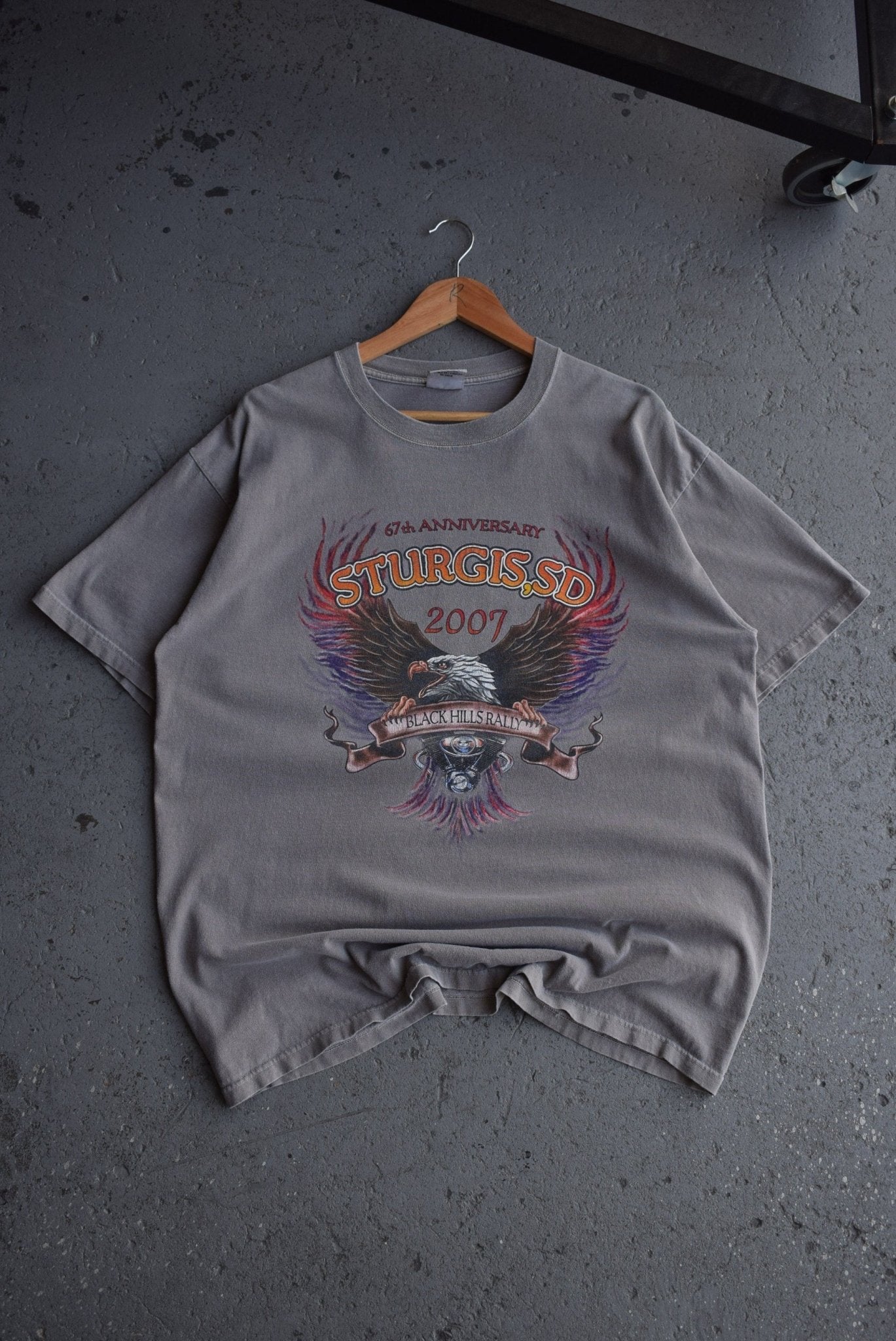 Vintage 2007 Sturgis Motorcycles Black Hills Rally Tee (L/XL) - Retrospective Store