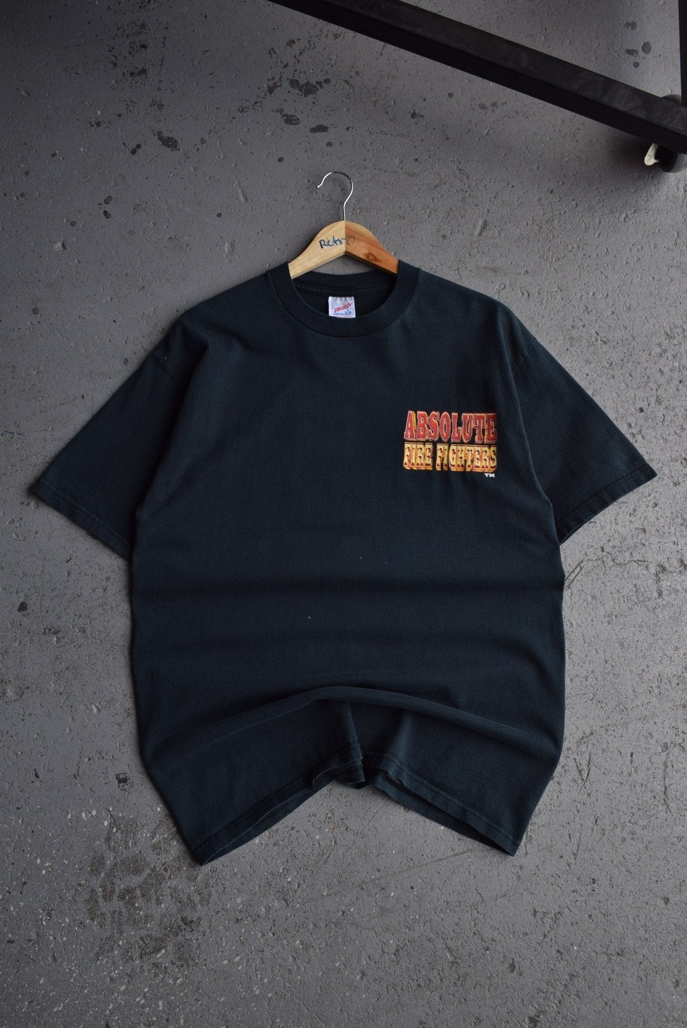 Vintage 90s Absolute Fire Fighters Graphic Tee (L) - Retrospective Store