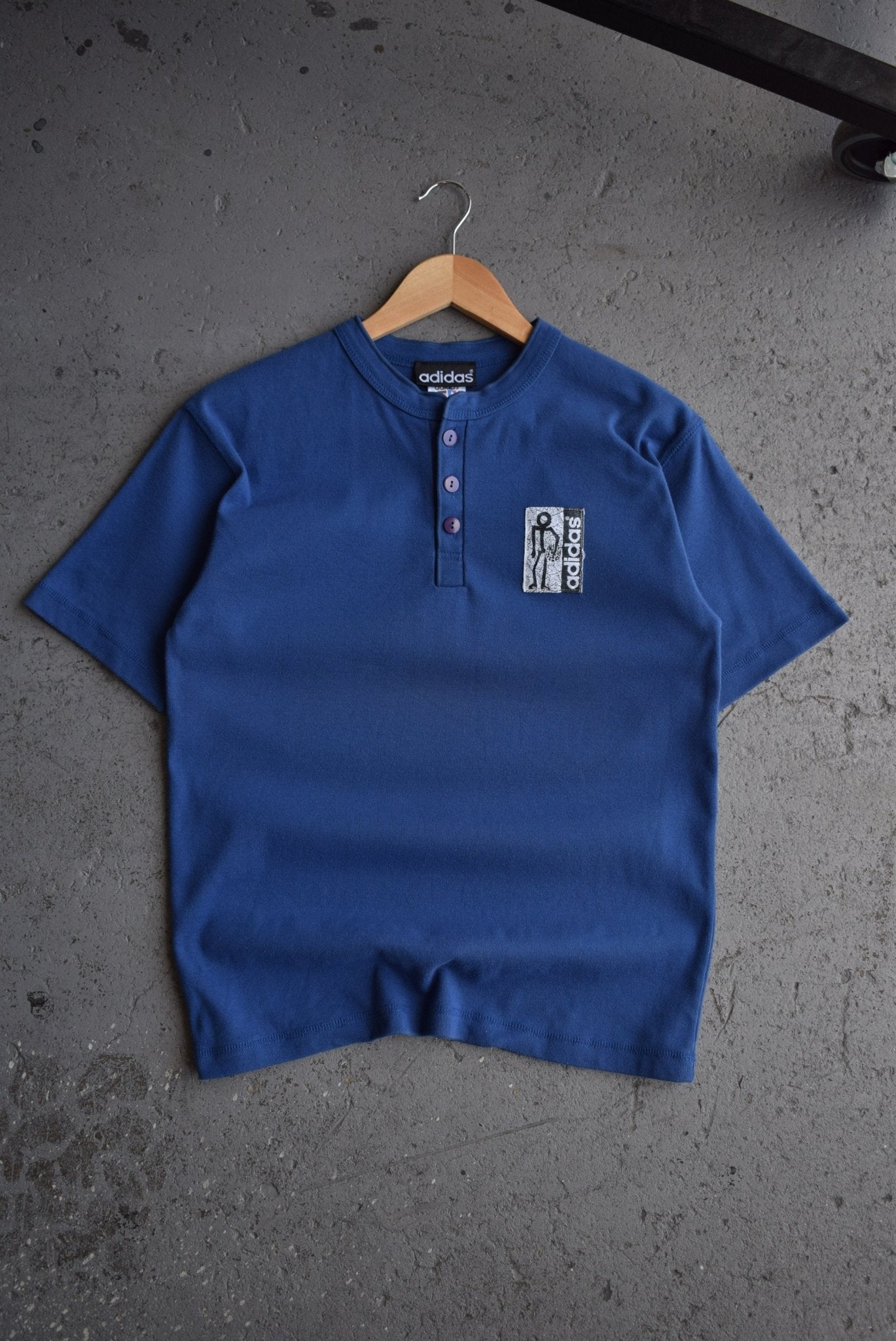 Vintage 90s Adidas Basketball Quarter Button Tee (S) - Retrospective Store