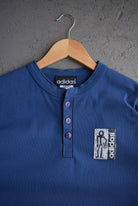 Vintage 90s Adidas Basketball Quarter Button Tee (S) - Retrospective Store