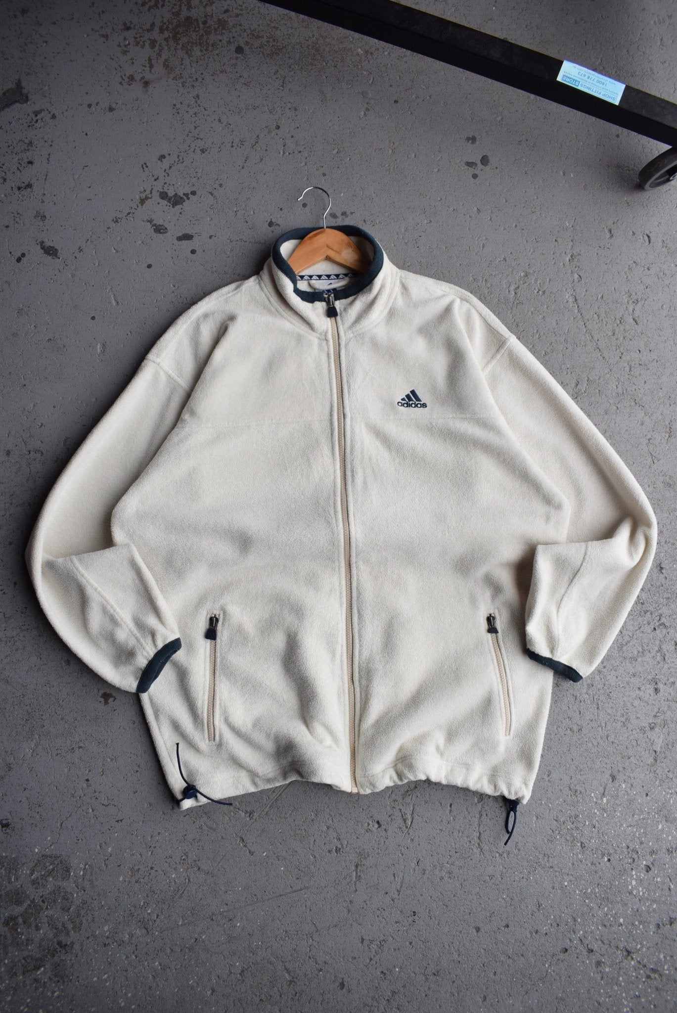 Vintage 90s Adidas Classic Logo Embroidered Fleece Jacket (XL) - Retrospective Store