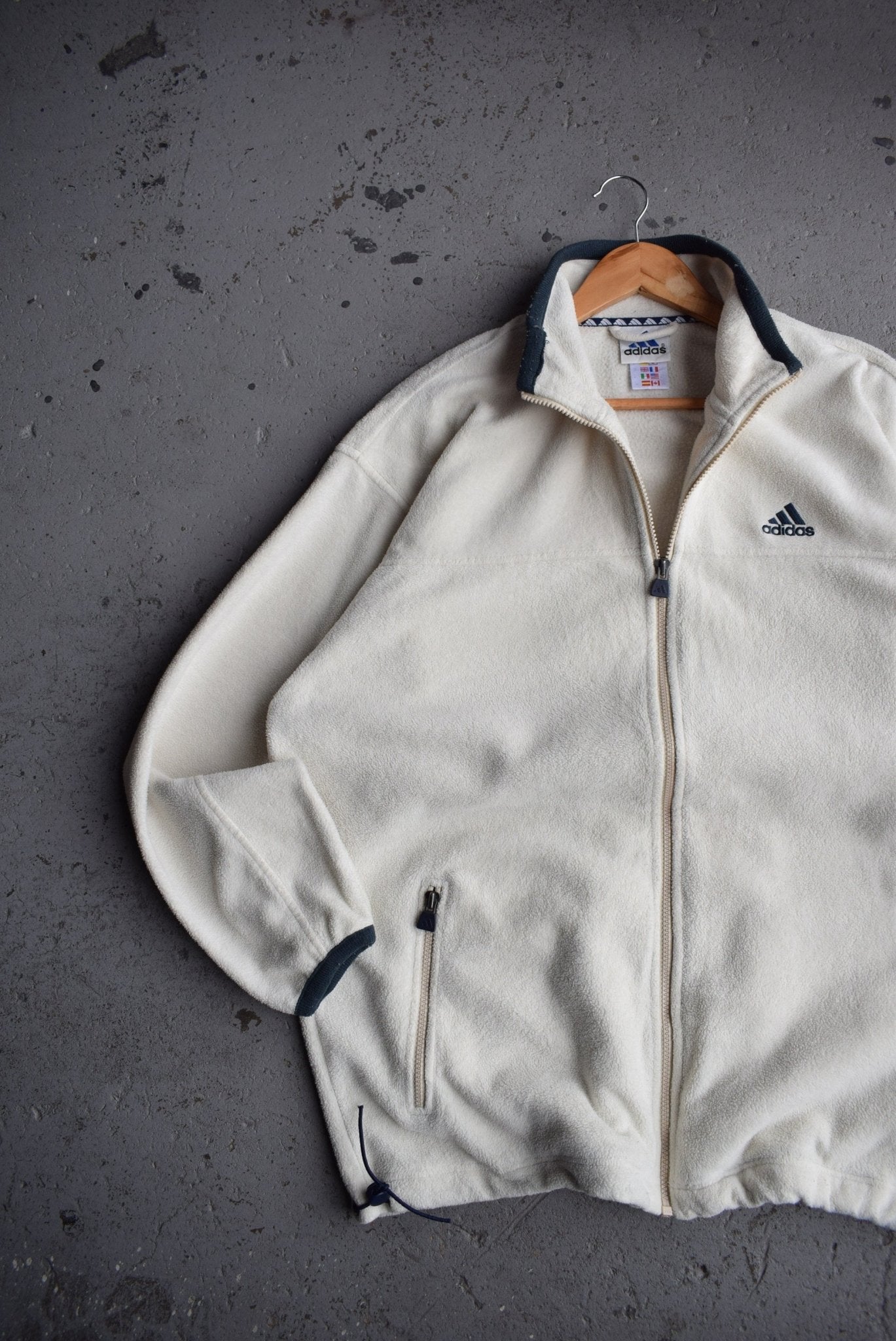 Vintage 90s Adidas Classic Logo Embroidered Fleece Jacket (XL) - Retrospective Store