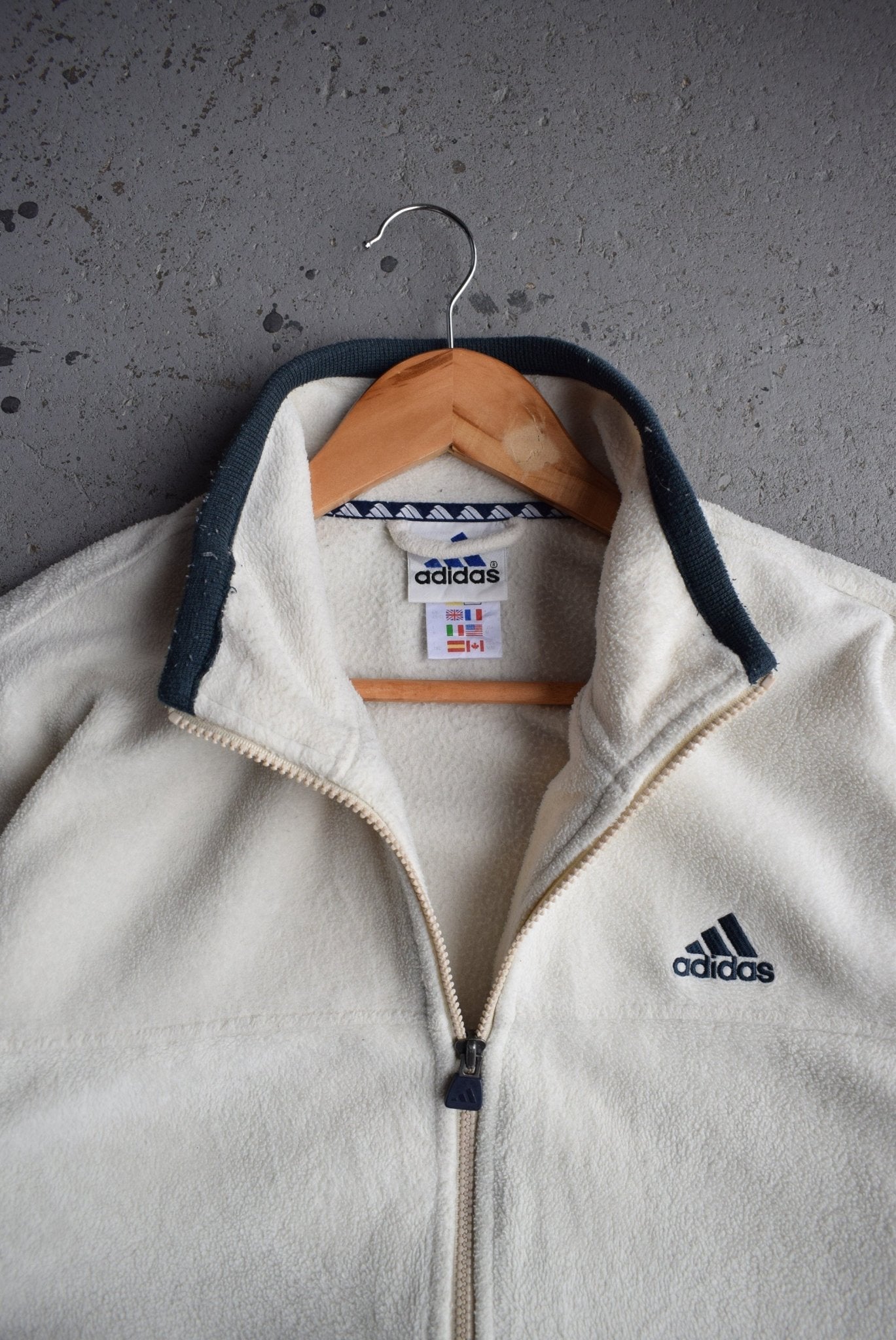 Vintage 90s Adidas Classic Logo Embroidered Fleece Jacket (XL) - Retrospective Store