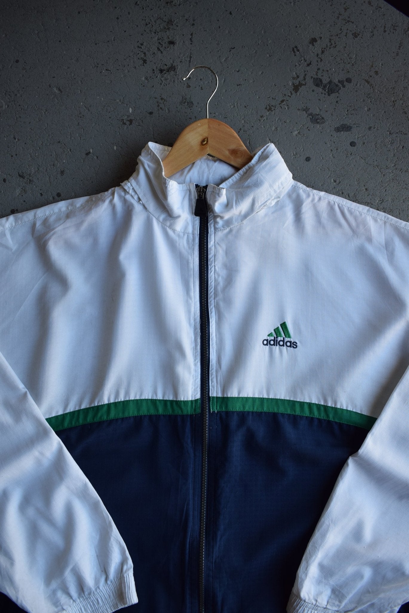 Vintage 90s Adidas Classic Logo Embroidered Windbreaker Jacket (L) - Retrospective Store