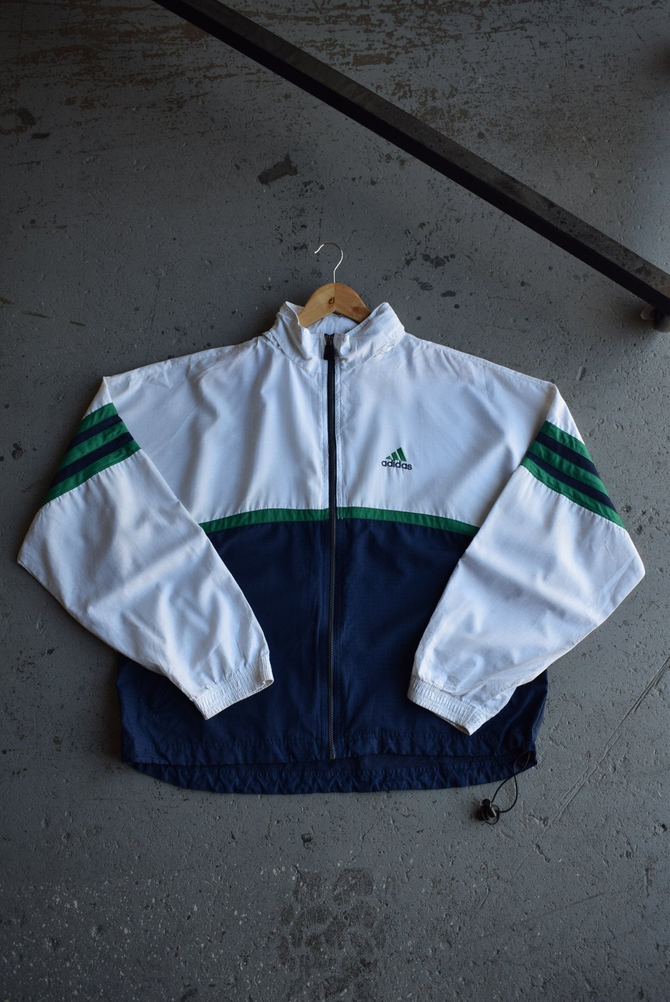 Vintage 90s Adidas Classic Logo Embroidered Windbreaker Jacket (L) - Retrospective Store