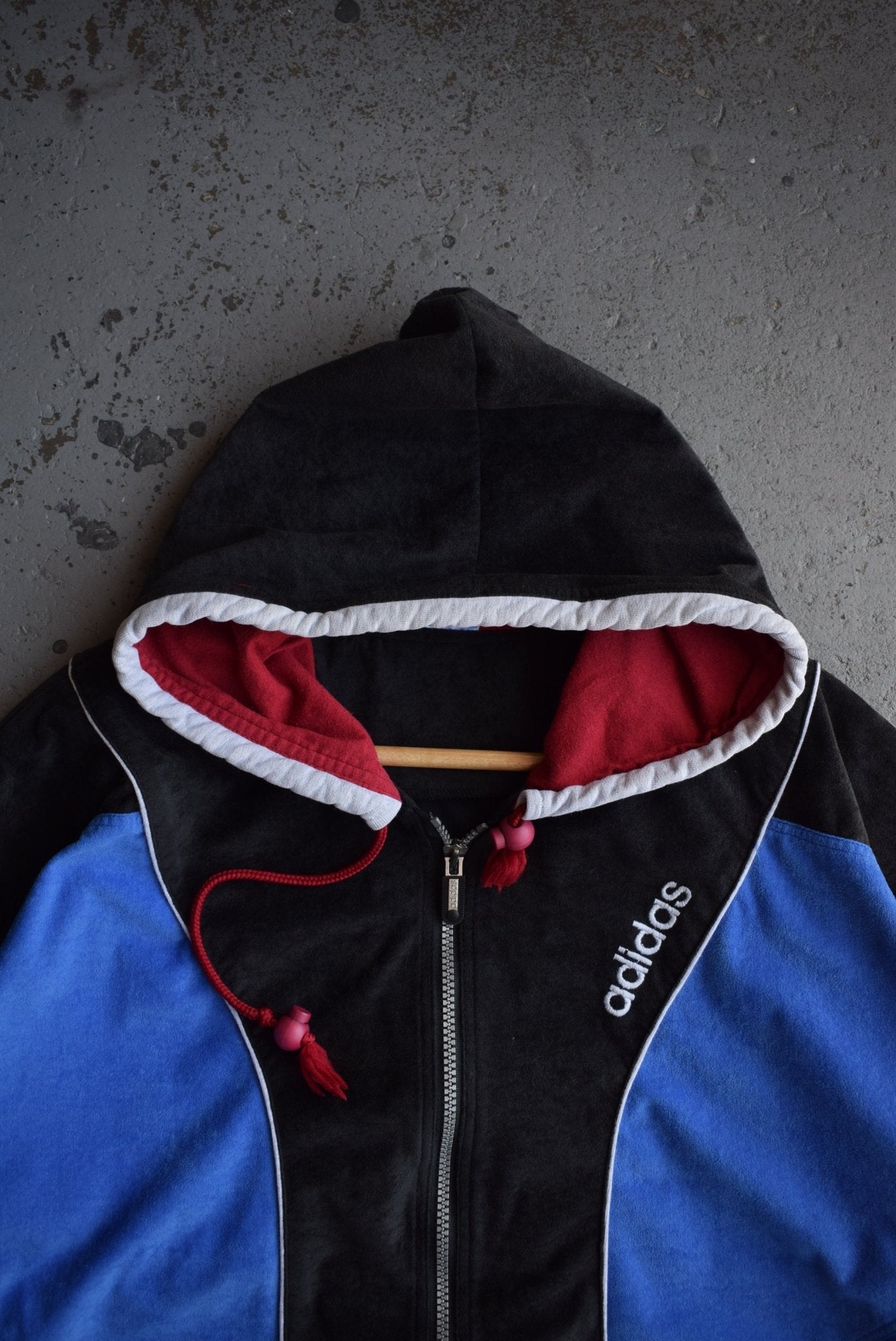 Vintage 90s Adidas Spellout Embroidered Full Zip Hoodie (M/L) - Retrospective Store