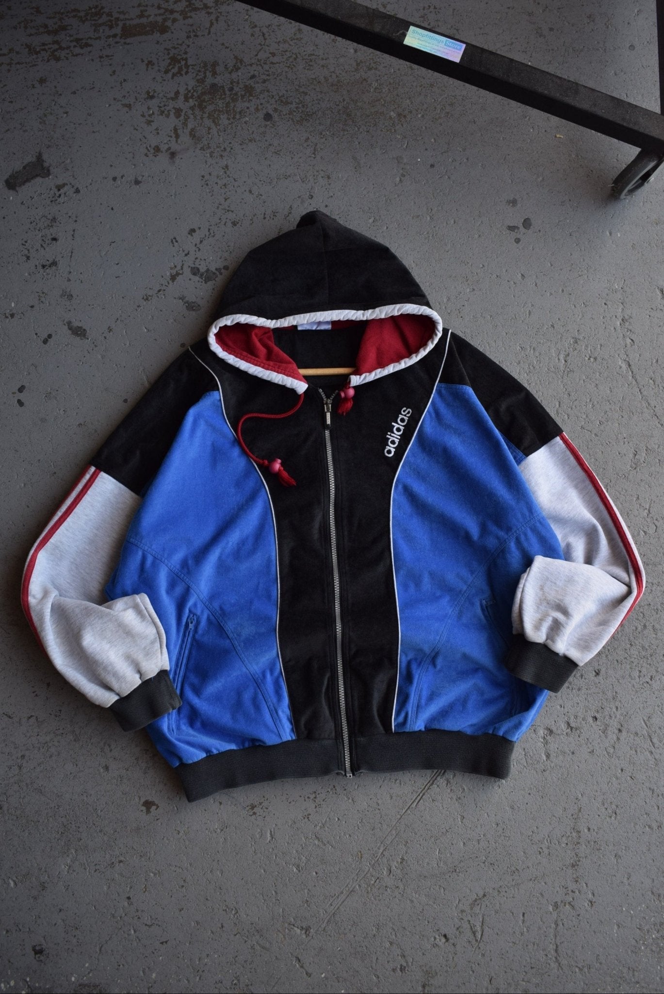 Vintage 90s Adidas Spellout Embroidered Full Zip Hoodie (M/L) - Retrospective Store