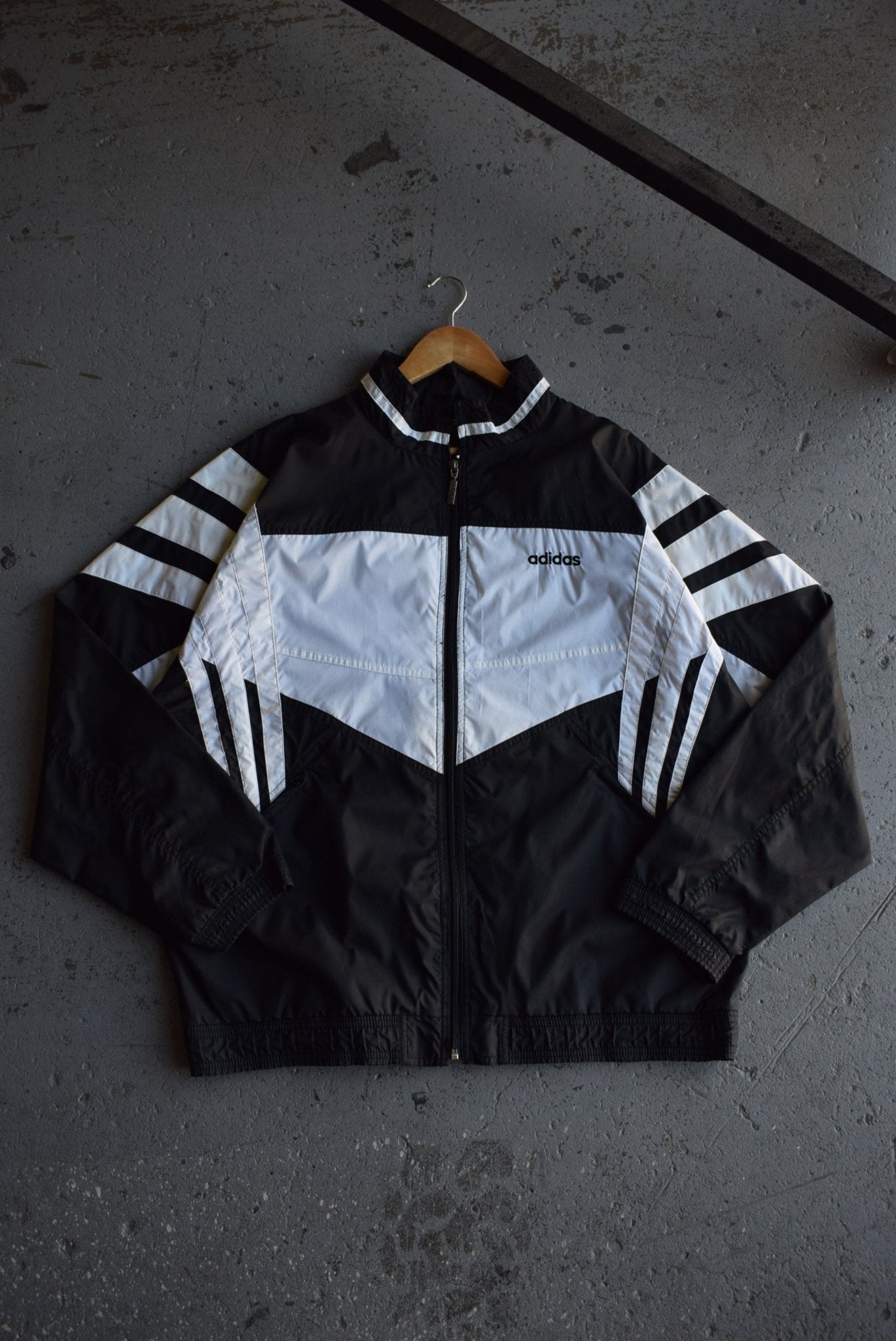 Vintage 90s Adidas Spellout Embroidered Windbreaker Jacket (L) - Retrospective Store