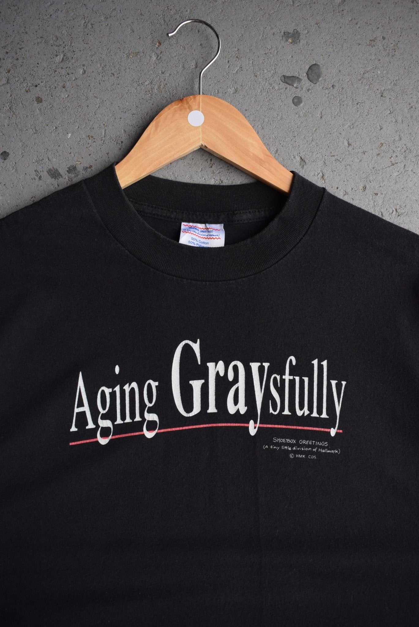 Vintage 90s 'Aging Graysfully' Graphic Tee (L/XL) - Retrospective Store