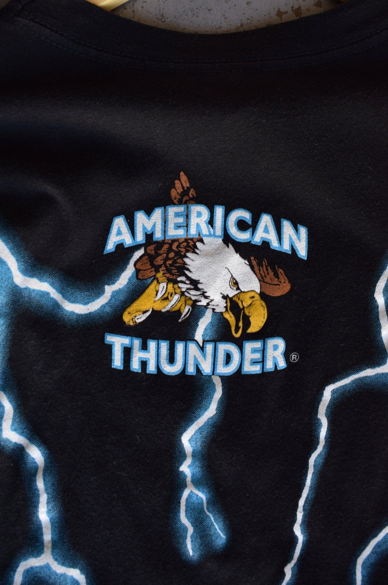 Vintage 90s American Thunder All Over Lightning Tee (L) - Retrospective Store