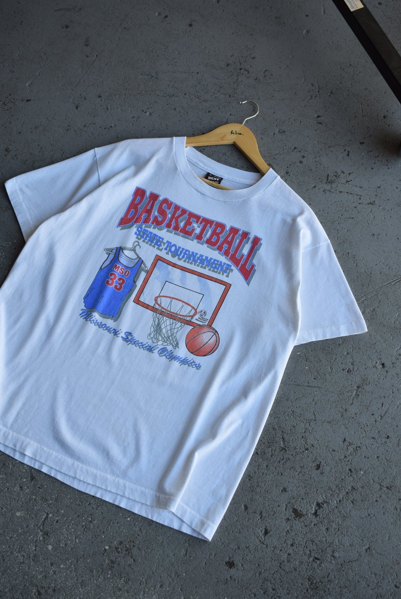 Vintage 90s Basketball State Tournament Special Olympics Tee (XL) - Retrospective Store