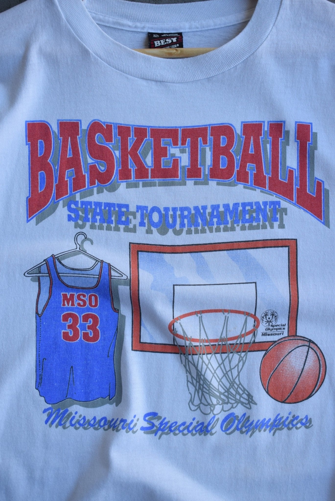 Vintage 90s Basketball State Tournament Special Olympics Tee (XL) - Retrospective Store
