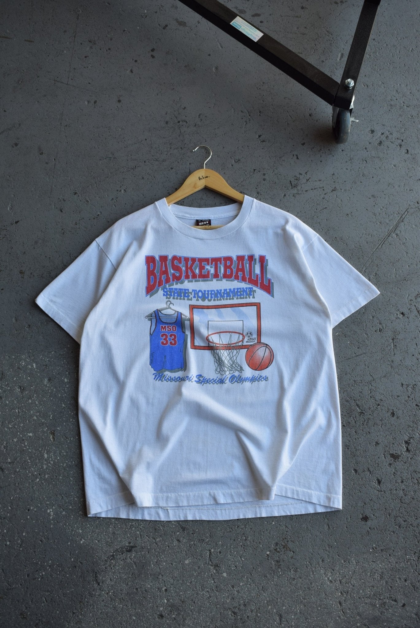 Vintage 90s Basketball State Tournament Special Olympics Tee (XL) - Retrospective Store