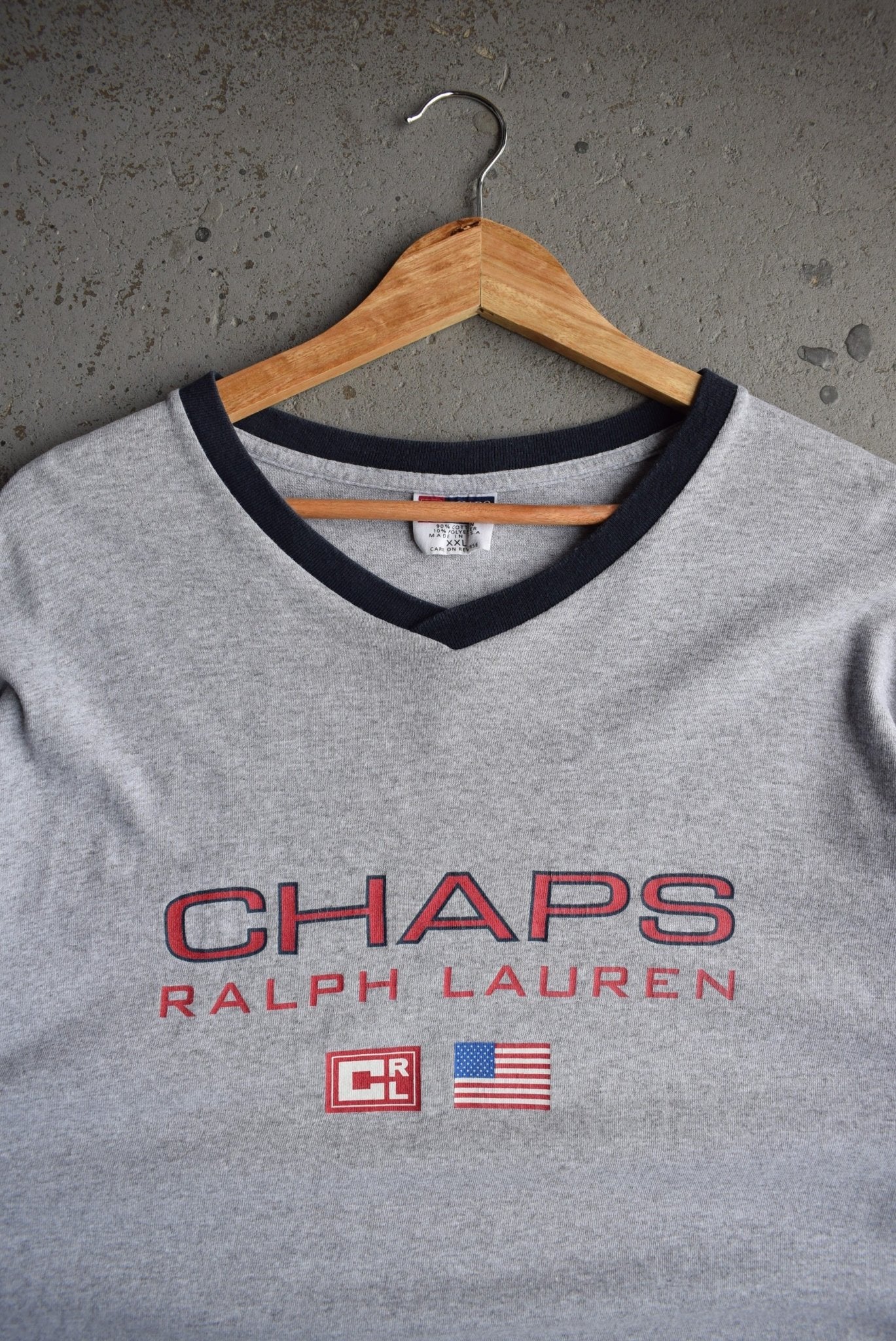 Vintage 90s Chaps Ralph Lauren Spellout Tee (XXL) - Retrospective Store