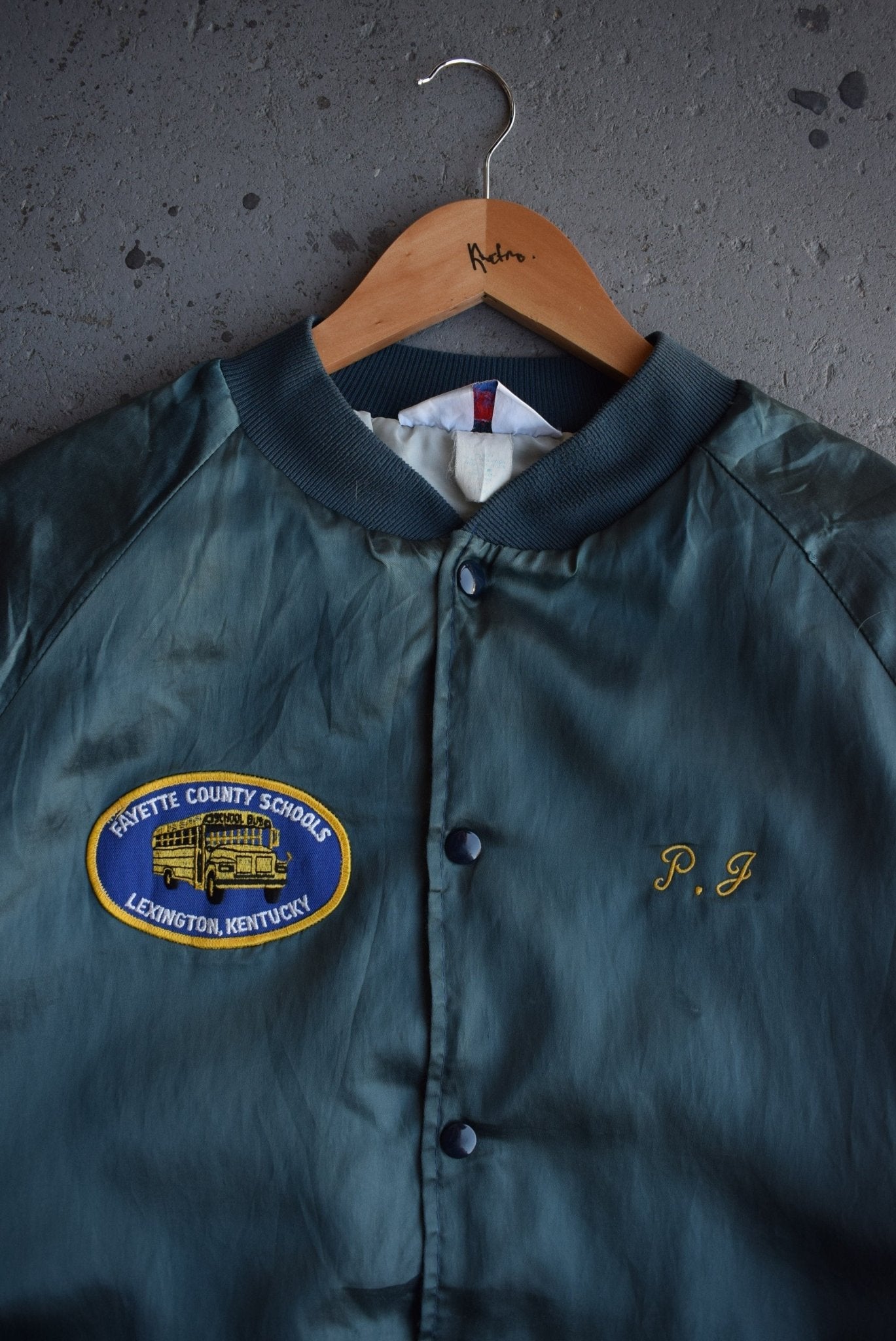 Vintage 90s Fayette County Schools Embroidered Satin Jacket (XXL) - Retrospective Store