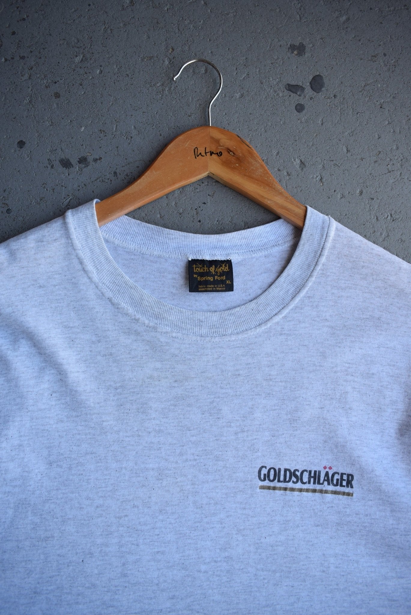 Vintage 90s Goldschlager Swiss Liqueur Tee (XL) - Retrospective Store