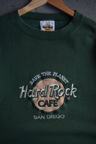 Vintage 90s Hard Rock Cafe 'Save The Planet' Embroidered Crewneck (XL) - Retrospective Store